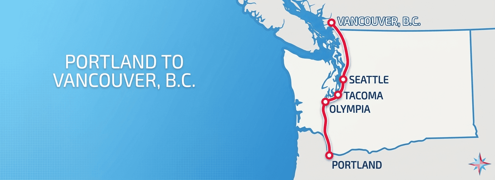 Map of the Cascadia corridor from Portland to Vancouver, B.C.